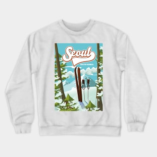 Seoul South Korea ski travel poster Crewneck Sweatshirt